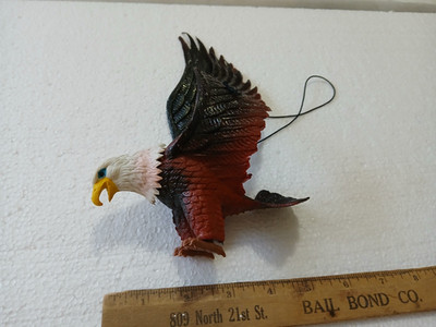 Vintage Rubber Bald Eagle Figurine Toy with String Attached on Wings - Rare Find