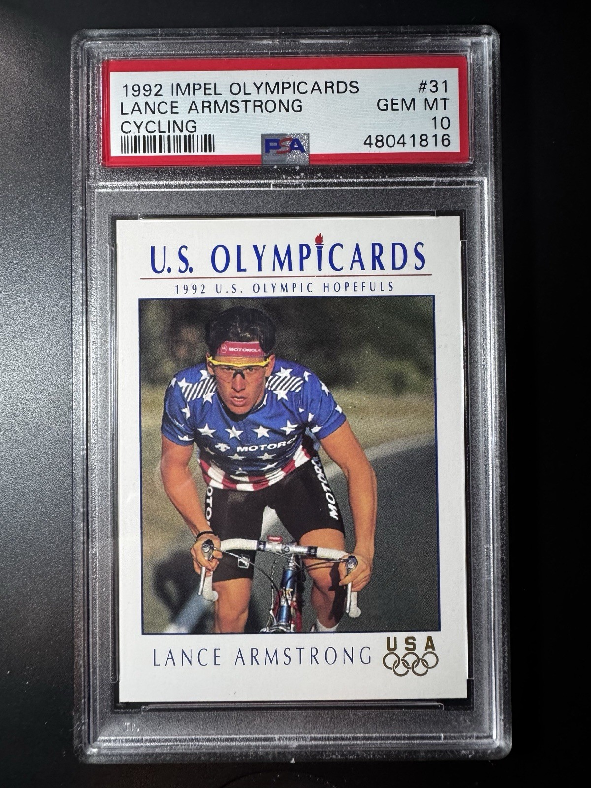 1992 -Lance Armstrong- PSA 10 Impel Olympicards USA Cycling Rookie Card #31 QTY