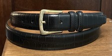 Brighton Black Croc Embossed Calfskin Belt Sz 48 1-1/8 Wide Glove Lining USA EUC