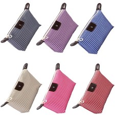 Pack of 6 Striped Cosmetic bag Makeup Organizer with Zipper for Travel Home O...