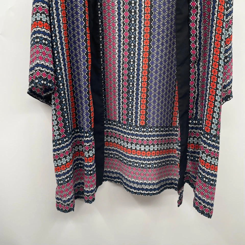 Top Studio Works para mujer frente abierto rayas multicolores manga 3/4 talla 2X Foto 3 de 4