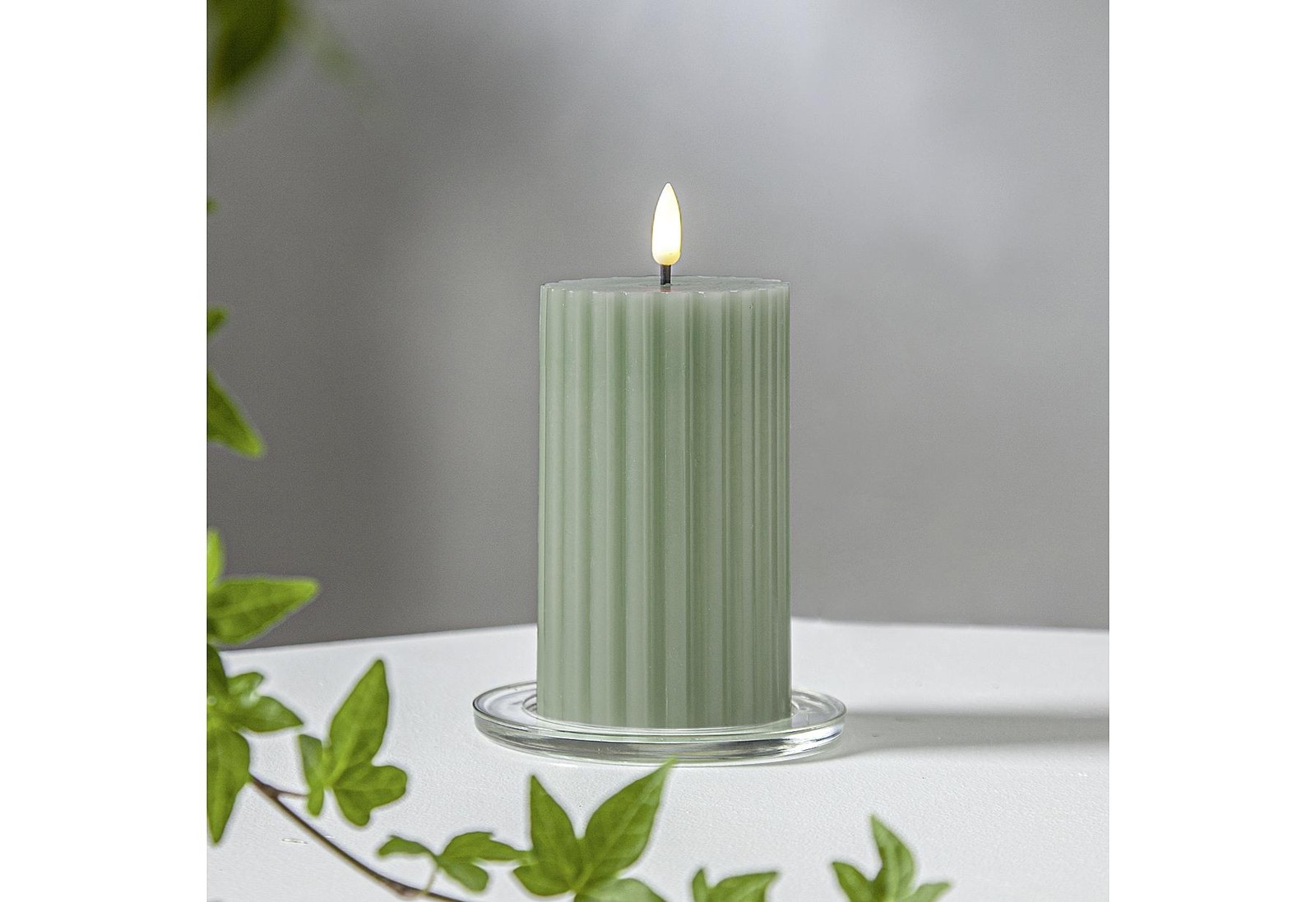 Star Trading LED Wachskerze Flamme Stripe grün 15x7,5