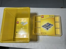 LEGO 4094 And 4096 Yellow Large storage Box,  Sorting Tray And Lid - NEW 2014