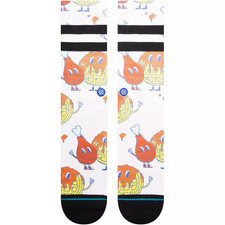 Stance Adult White Crew Polyester Chicken Waffle Bock Bock Casual Socks L 9-13