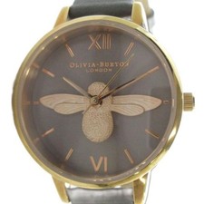 OLIVIA BURTON OB063 OBW0359 Watch Quartz Leather Belt Logo Gold Color Used 93f8a