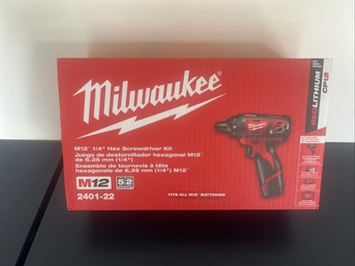 Milwaukee 2401-22 M12 12-Volt Lithium-Ion 1/4 in. Hex Cordless Screwdriver Kit