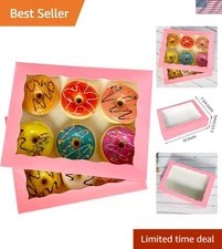 15-Pack Pink Bakery Boxes 10x7.5x2.5 inch with Window - Eco-Friendly Takeout