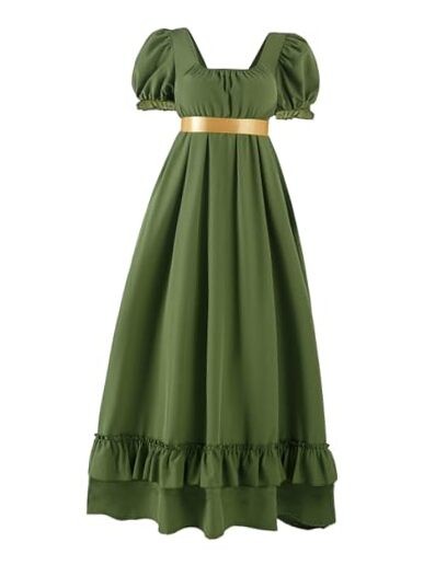 green emerald velvet dress Romantic Regency Era White Blue Dress main image 1