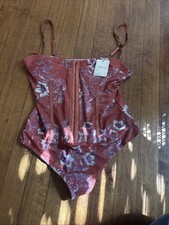 Free People Night Rhythm Corset Style Floral Bodysuit Size Medium