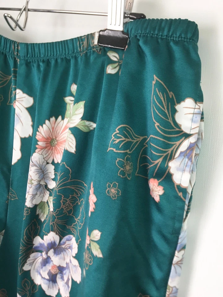 Miss Elaine Mujer 1X Conjunto Pijama Camisa Pantalones Verde Multi Cuadros Satinado PJ Foto 3 de 4