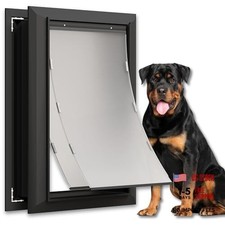 Black 14 1/2'' Extra Large Aluminum Dog Door - X-Large Cutout Size