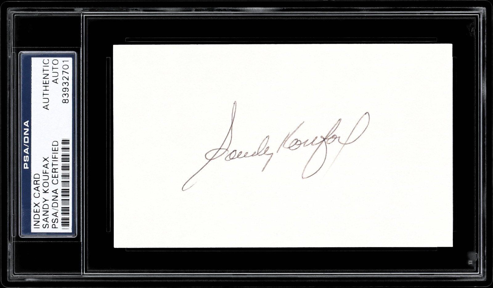 Sandy Koufax HOF Signed/Autographed 3x5 Index Card PSA/DNA Dodgers