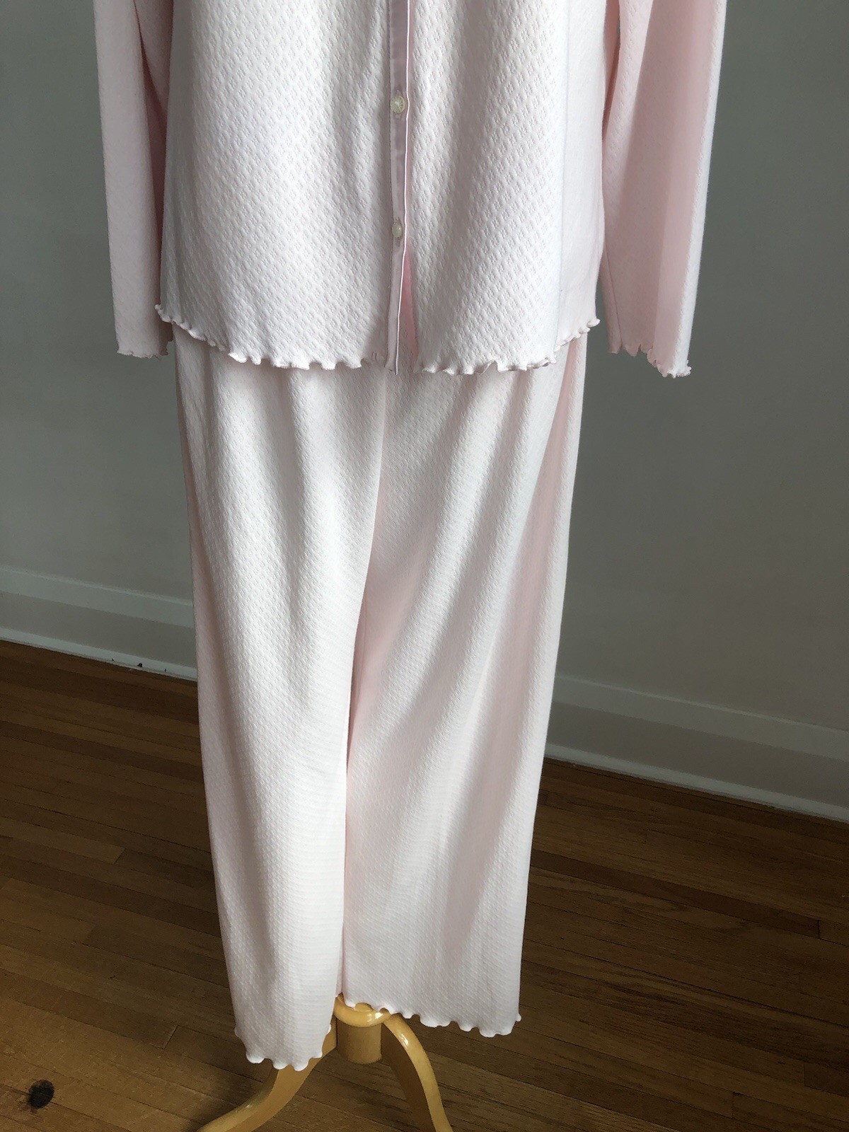 GORGEOUS NWT EARTH ANGELS Pink Cotton White Lace 2pc Pajama Set SZ M