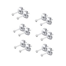6 Pair Tiny Women Ball Stud Earrings Surgical Stainless Steel Earrings Set 2mm,