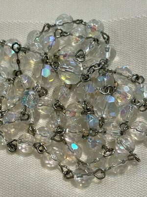 Rosary Glass Faceted Beads Detailed Crucifix Beautifully 20  Drop Catholic Vtg
