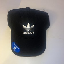 adidas Original Relaxed Strapback Adjustable Black Hat Cap Adult NEW