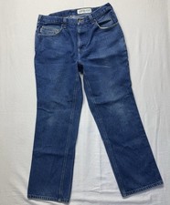 Carhartt Relaxed Fit Blue Denim Cotton Straight Jeans Mid Rise 5-Pocket Zip