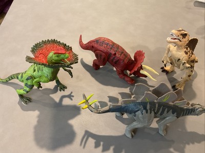 KID GALAXY DINOSAURS LIGHTS & SOUNDS FULLY POSABLE LOT Of 4 TESTED & WORKING