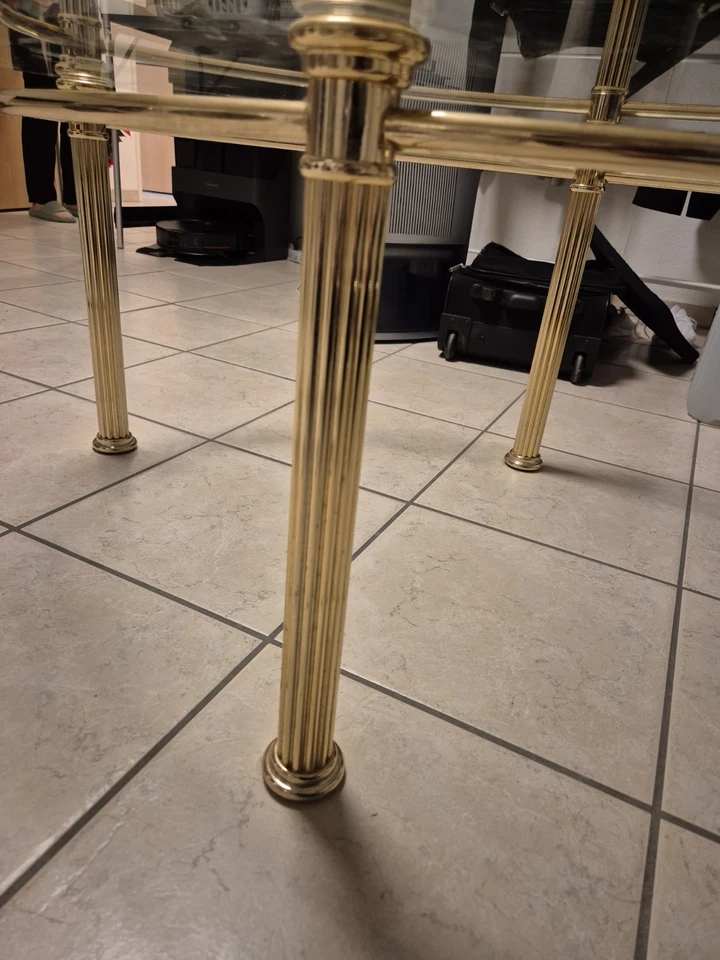 Couchtisch aus Glas und Messing Vintage Hollywood Regency 70er Jahre - Bild 3 von 3