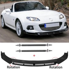 For Mazda MX-5 NC ND Gloss Black Front Bumper Splitter Spoiler Lip + Strut Rodss