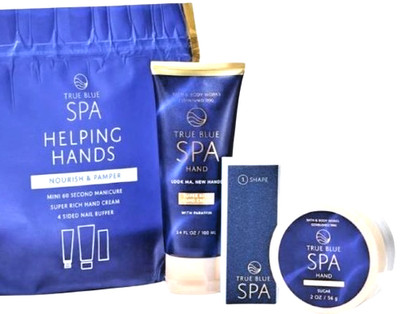 Bath and Body Works TRUE BLUE SPA 3 pc Mini Gift Set Nails Hands  ~  FREE SHIP