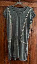 GARNET HILL dress S Embroidered Organic Linen Knit Gray Sleeveless