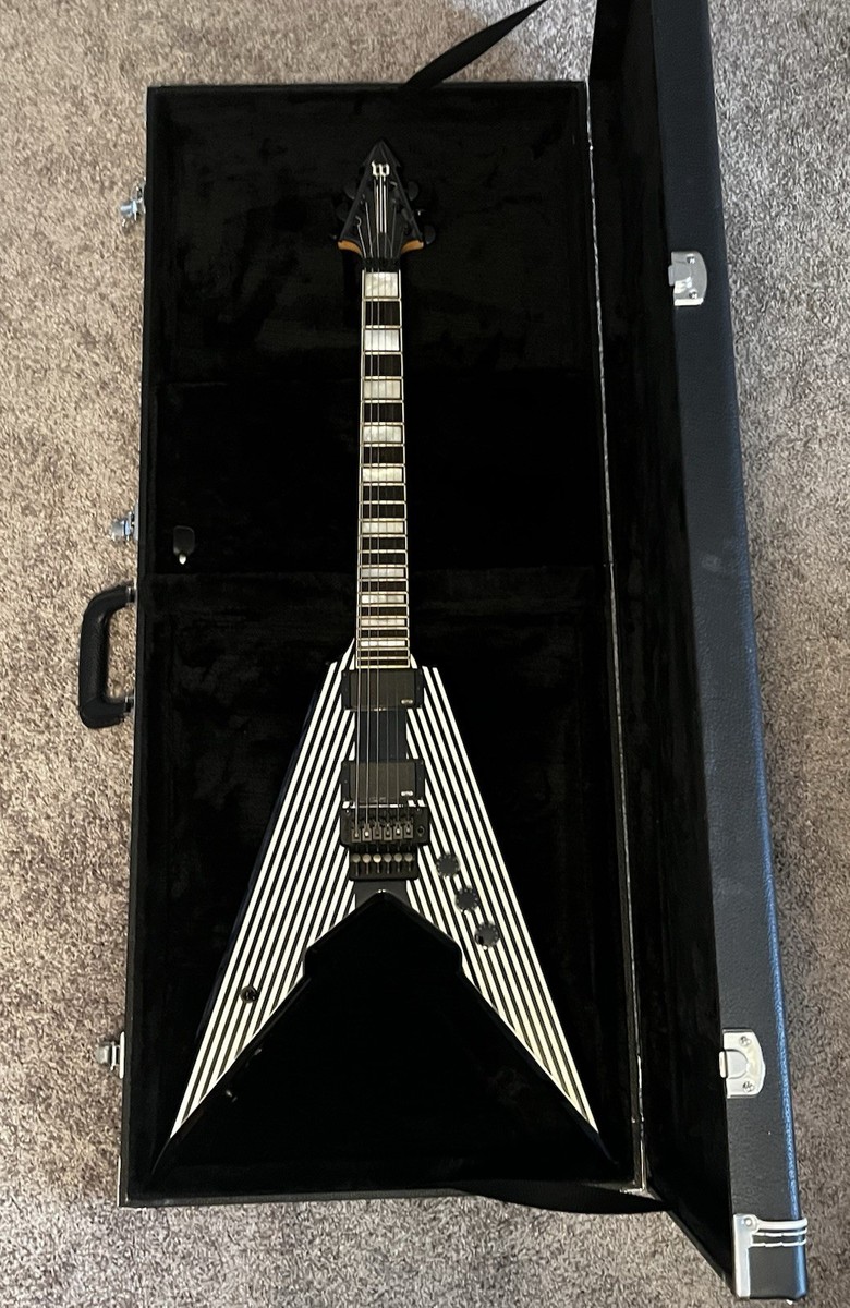 Wylde Audio Electric Guitar V-Shaped Black and White Stripes with