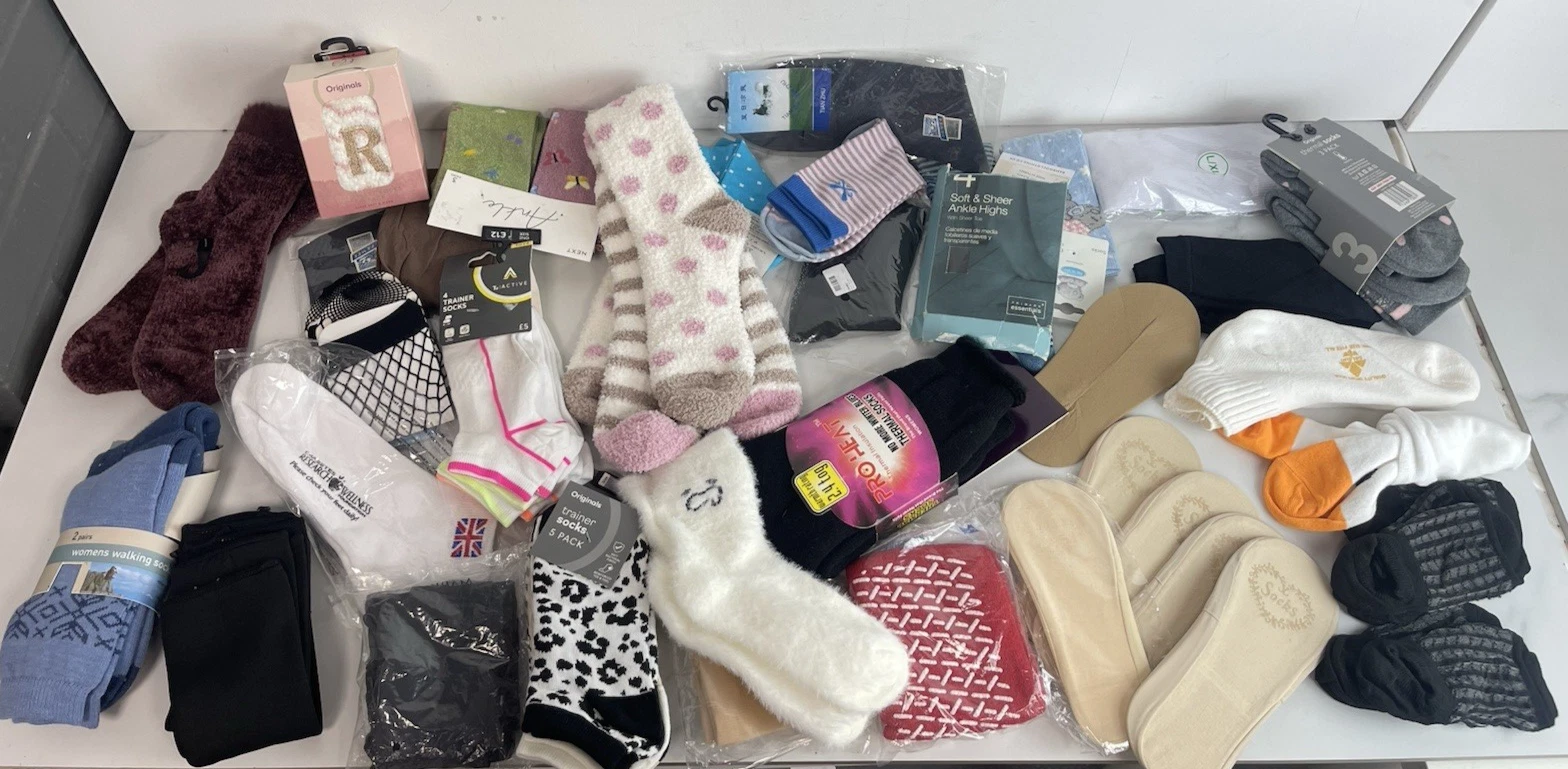 Job lot Socks One Size women Bundle Mixed Brown Ladies Fluffy Sport T5