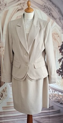 Debenhams, beige komplett gefüttert 2 teiliges Kleid & Jacke, Gr. 16