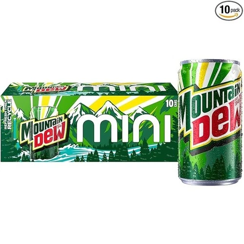 NEW Mountain Dew Soda Mini Cans 7.5 Fl Oz Pack of 10