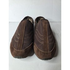 Easy Spirit Womens Brown Suede Mesh Slip On Mule Clogs Leopard Print Lining 5147