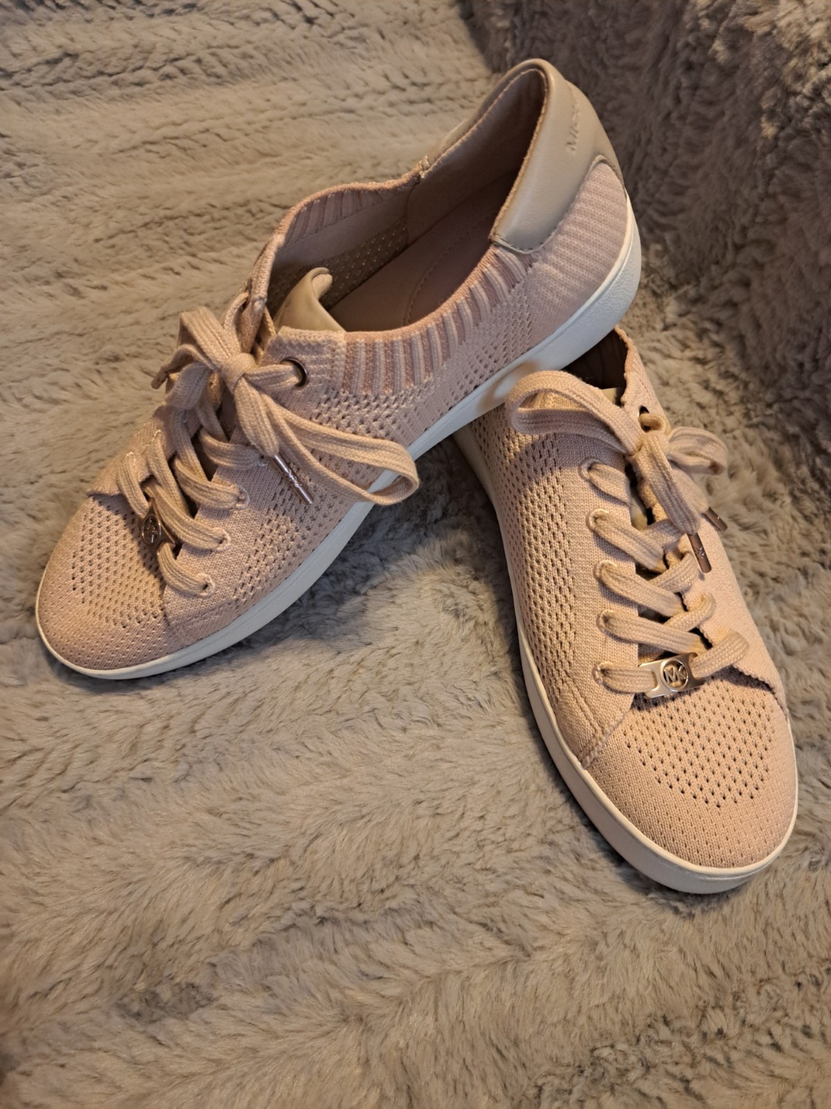 Michael Kors pink mesh tennis shoes with leather tongue and 