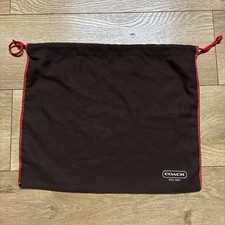 COACH Brown Dust Bag 13x11  Red Stitching Cotton Logo