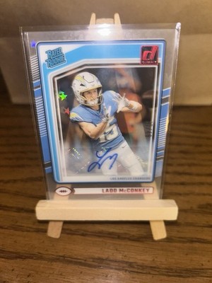 Ladd McConkey 2024 Panini Clearly Donruss Auto #68 Stars Parallel RC /49