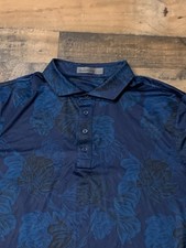 G Fore Polo Shirt Mens XL Blue Floral Preppy Golf Dressy Pullover Performance