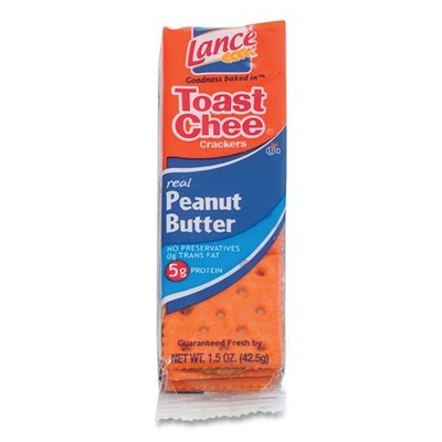 Lance Toast Cheese Crackers, Peanut Butter, 1.5 oz Packet, 24/Box, 2 Boxes