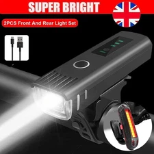 BICYCLE / SUPER BRIGHT BIKE LIGHTS SET FULLY RECHARGEABLE LIGHT WATERPROOF UK