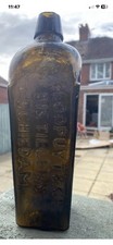 Dutch Gin Late Victorian Antique Black Glass Bottle