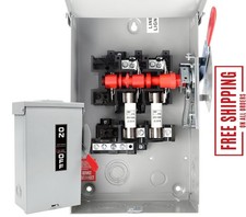 60 Amp Disconnect Box, 3 Pole Fusible Safety Switch, 110/240V, Heavy Duty Metal