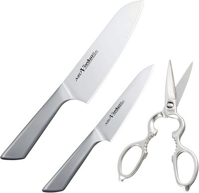 Japanese Kitchen Starter Set Santoku Petty Scissors Made in Japan