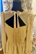 Lulus  Posh Impression Yellow Floral Print Tie Neck Mini Dress M NWT