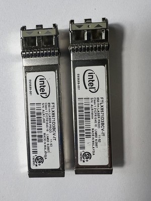 Lot of 2 Intel FTLX8571D3BCV-IT 10GB SR SFP 850nm E10GSFPSR E65689-001 X520 X710