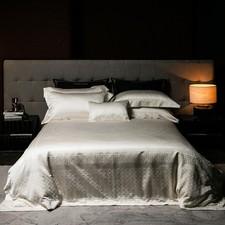 Silk Cotton Bedding Set Duvet Cover Bed Sheet 2 Pillowcases Yarn-dyed Jacquard