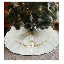 20  Mini Christmas Tree Skirt Velvet White Golden