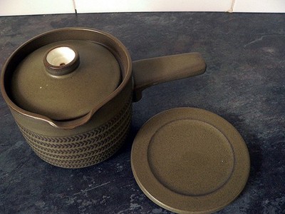 1960/70er Denby Chevron Deckel Suppenschüssel & Ständer - Sauciere Servierer #A6