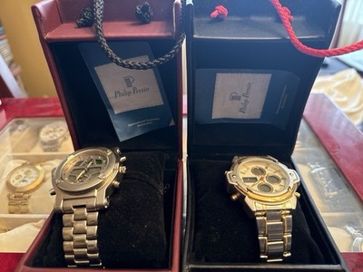 Philip Persio Watch Lot of 2 Chr Stainless Steel w/ Boxes & Pr   Needs Batteries