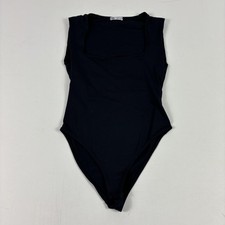 ZARA Bodysuit Womens M Black One Piece Jersey Stretch Slimming High Leg