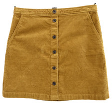 J. CREW Women's Cotton Corduroy A-Line Mini Skirt Pocket Mustard Yellow Size 12