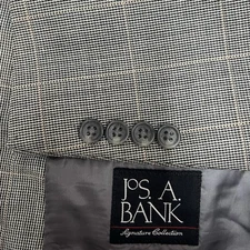 Jos. A. Bank Men's 46L Beige Taupe Wool/Silk Blend 2-Button Plaid Blazer Jacket