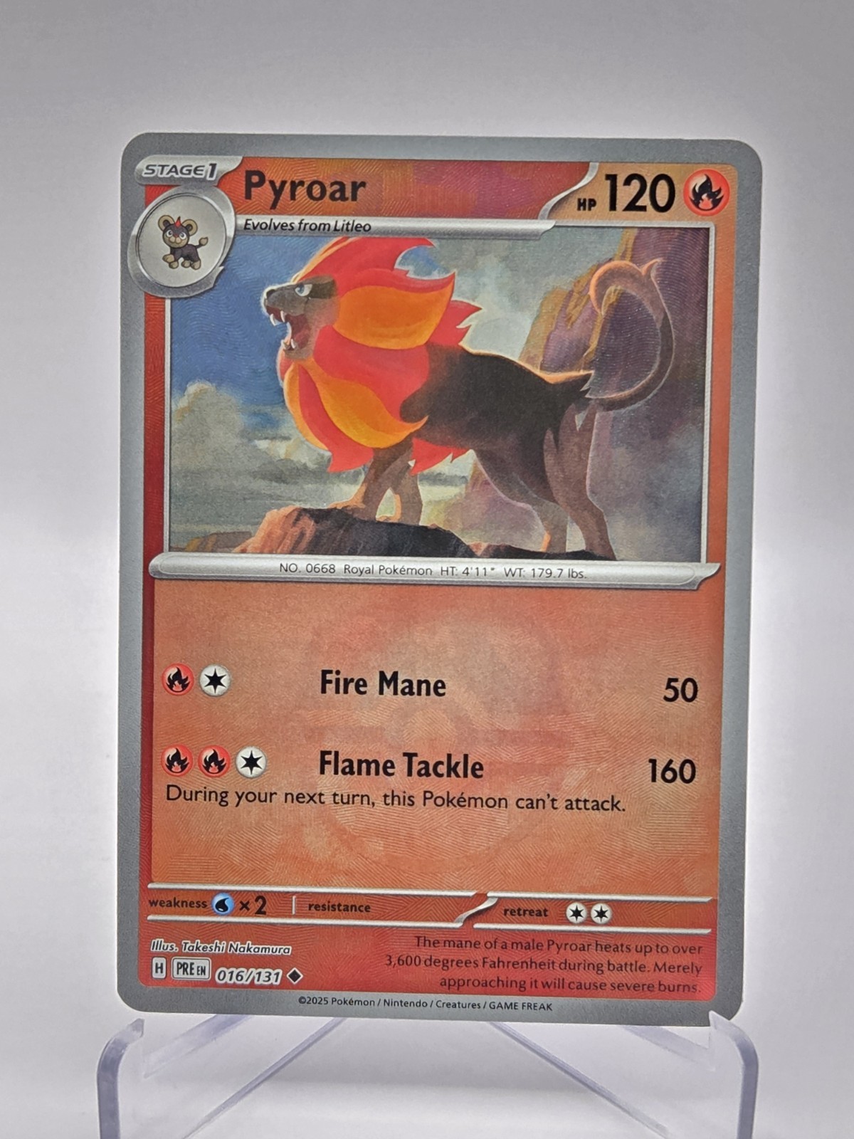 Pyroar 016/131 – Master Ball Reverse Holo – Prismatic Evolutions (PRE) – NM